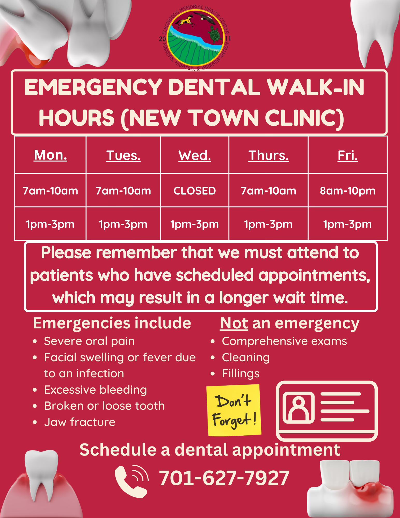 Extended hours for Elbowoods Dental Department